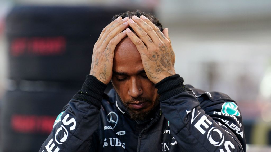 Mercedes' Lewis Hamilton on the grid before the Bahrain Grand Prix at the Bahrain International Circuit, Sakhir. Picture date: Sunday March 5, 2023.